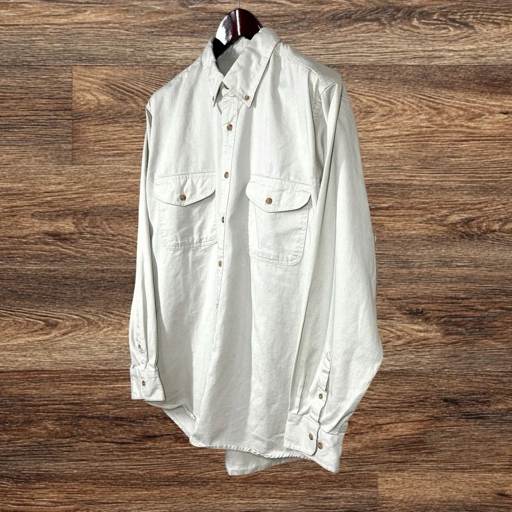 Vintage Red Head Canvas Work Shirt Mens L 100% Cotton Long Sleeve Button Down